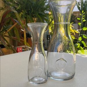 Set of 2 Clear Glass Carafe made in Italy by Bormioli Rocco